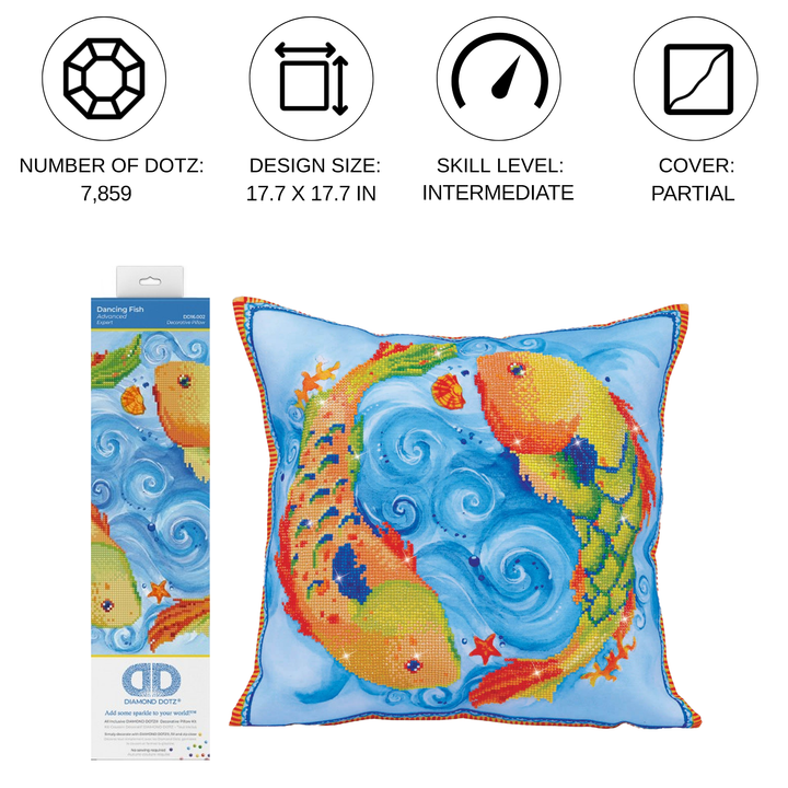 Diamond Dotz Dancing Fish Pillow - 17.7 x 17.7 in