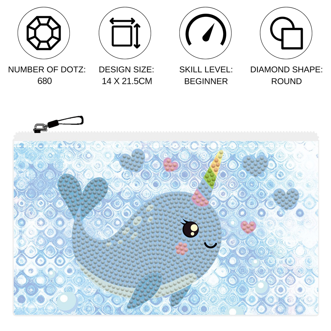 Diamond Dotz Narwhal Love Zipper Pouch - 5.51 x 8.46 in