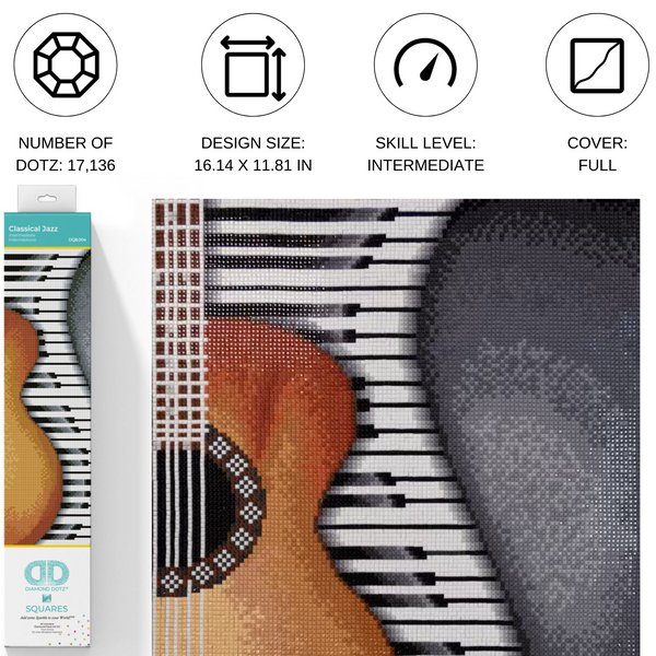 アート・デザイン・音楽 CONTEMPORARY JAZZ GUITAR Classical Jazz | Diamond Painting Kits Guitar | Diamond Dotz