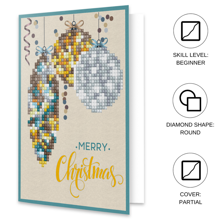 Diamond Dotz Merry Christmas Baubles Antique - Diamond Painting Greeting Card