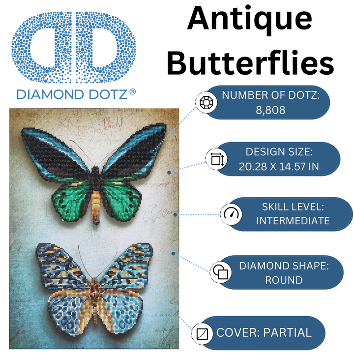 Diamond Dotz Antique Butterflies - 14.57 x 20.28 in