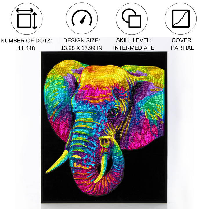 Diamond Dotz Neon Flock Elephant - 14.0" x 18.0"