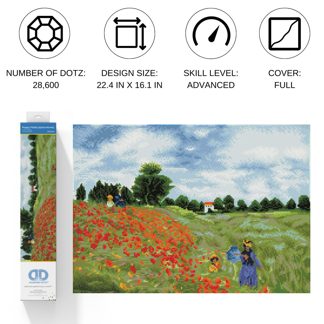 Diamond Dotz Poppy Fields (Après Monet) - 22.4 x 16.1 in