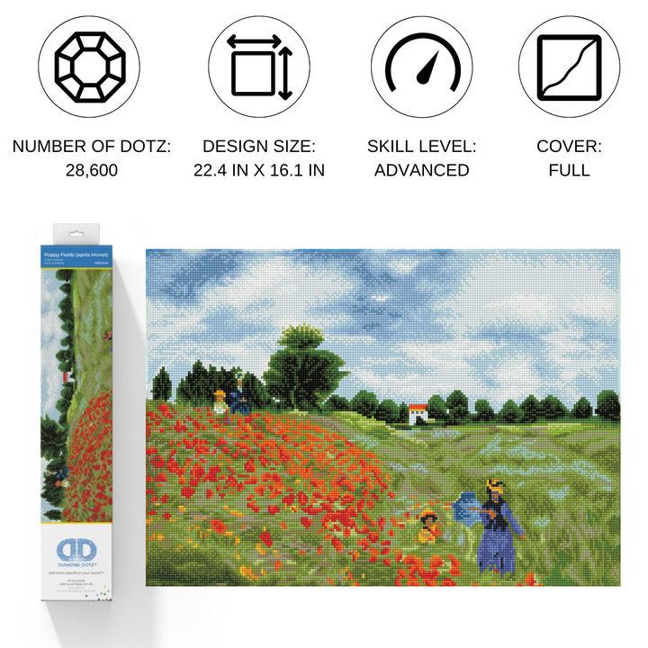 Diamond Dotz Poppy Fields (Après Monet) - 22.4 x 16.1 in
