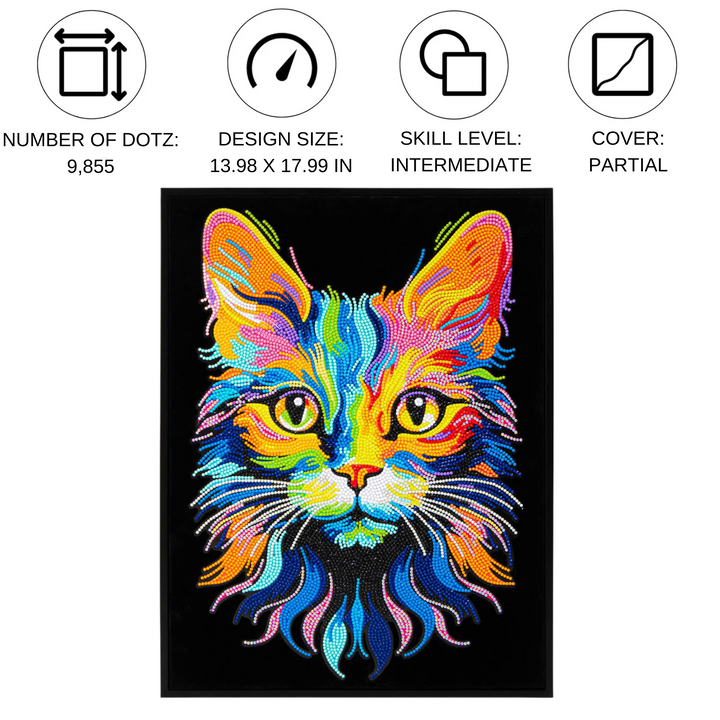 Diamond Dotz Neon Flock Cat - 14.0" x 18.0"