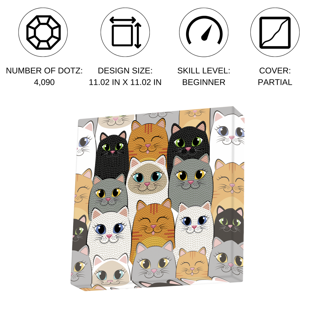 Diamond Dotz Cat Clan - 11.02 x 11.02 in