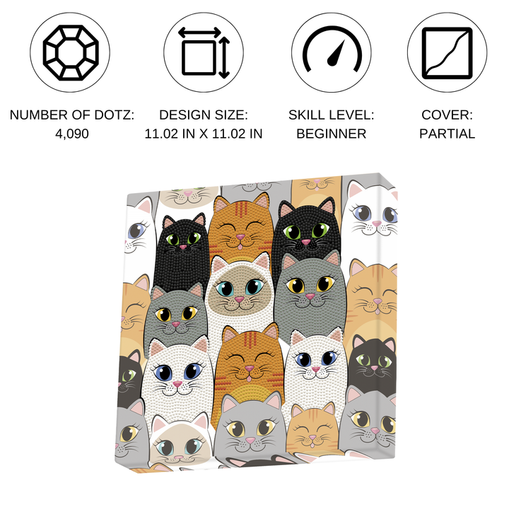 Diamond Dotz Cat Clan - 11.02 x 11.02 in