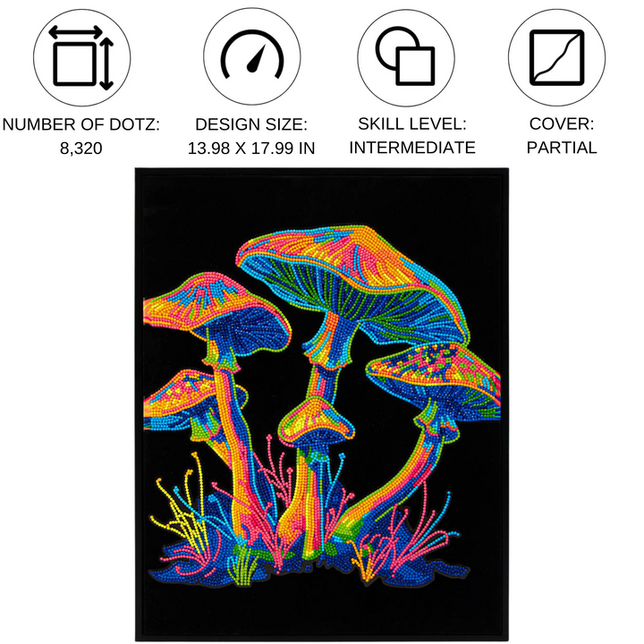 Diamond Dotz Neon Flock Mushrooms - 14.0" x 18.0"