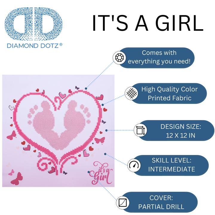 Diamond Dotz It's a Girl - 12 x 12 in