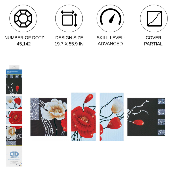 Diamond Dotz Art Deco Poppies - 55.9 x 19.7 in