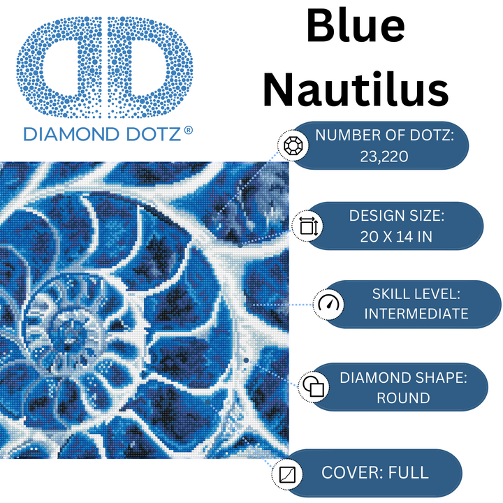 Diamond Dotz Blue Nautilus - 14 x 20 in