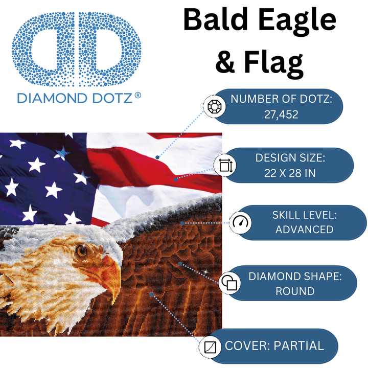 Diamond Dotz Bald Eagle & Flag - 28 x 22 in