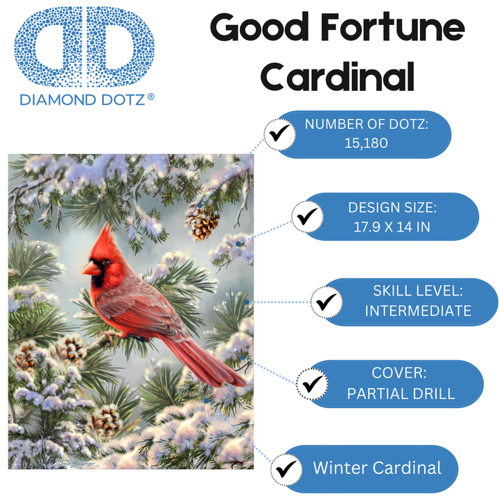 Diamond Dotz Good Fortune Cardinal - 17.9 x 14 in