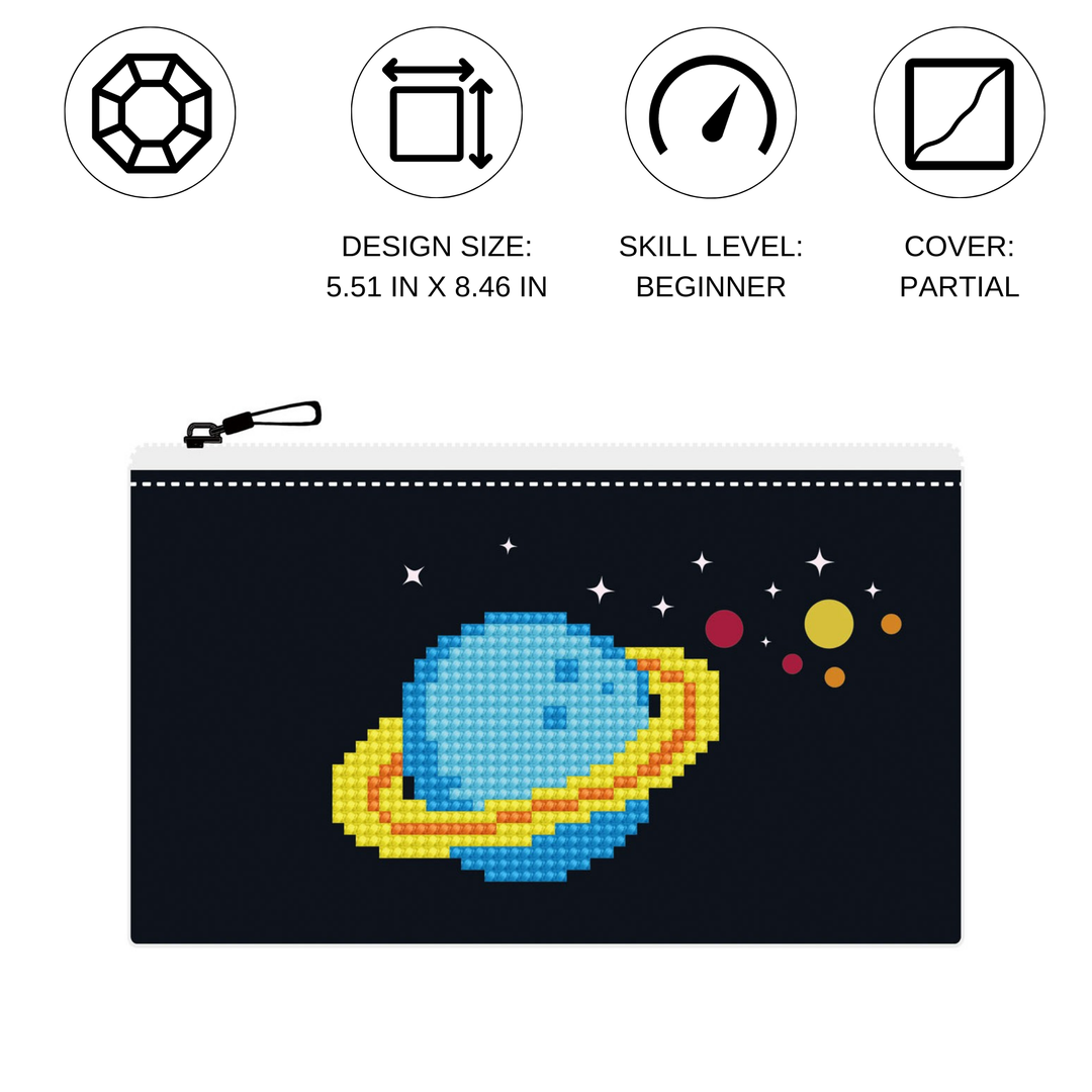 Diamond Dotz DOTZIES Zipper Pouch Black SPACE Diamond Painting - 7.5" x 4.3"