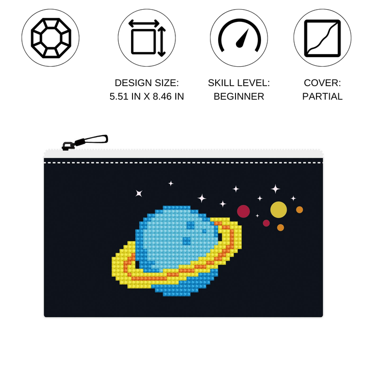 Diamond Dotz DOTZIES Zipper Pouch Black SPACE Diamond Painting - 7.5" x 4.3"
