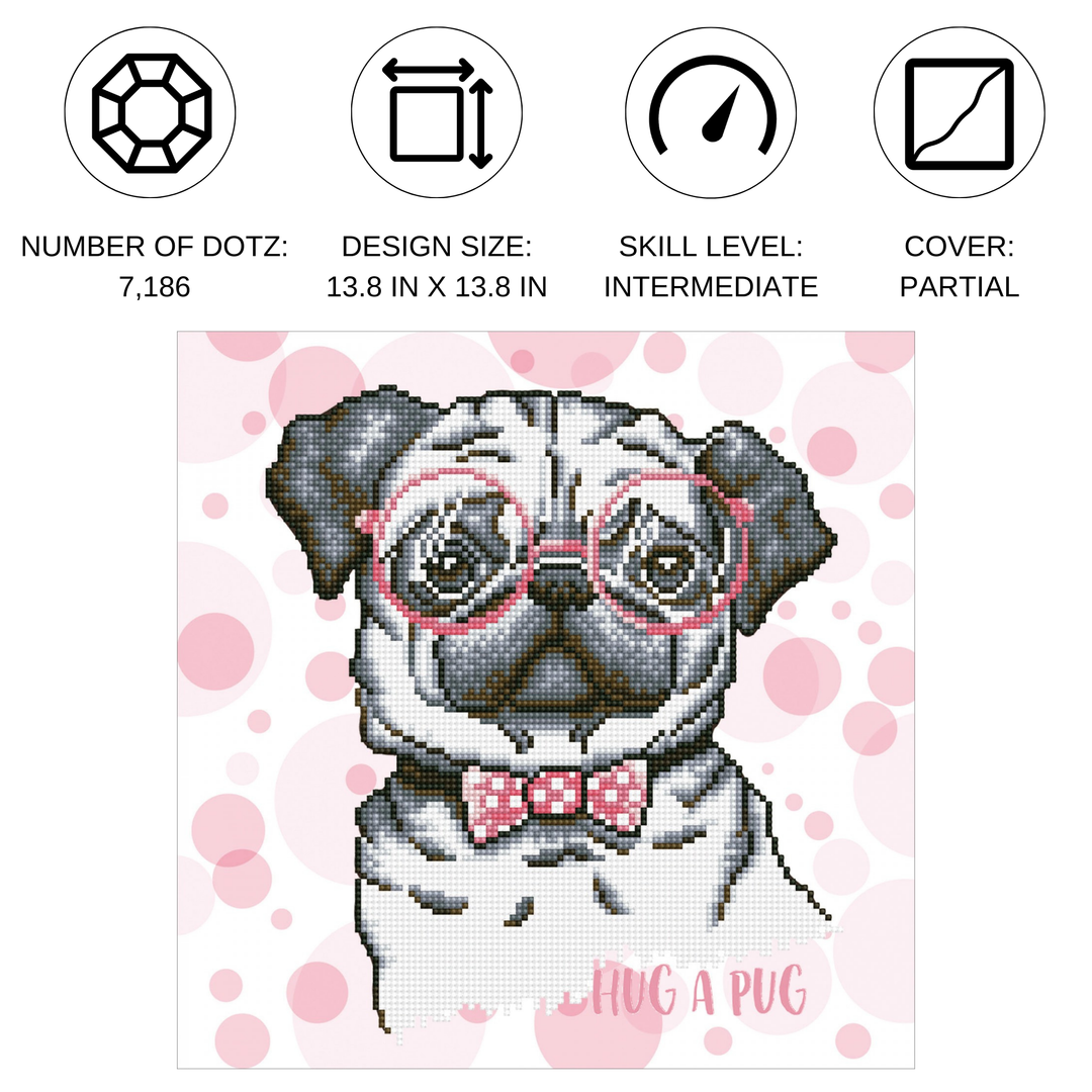 Diamond Dotz Hug A Pug - 13.8 x 13.8 in