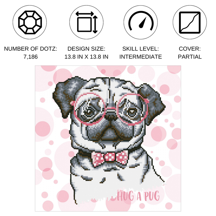 Diamond Dotz Hug A Pug - 13.8 x 13.8 in