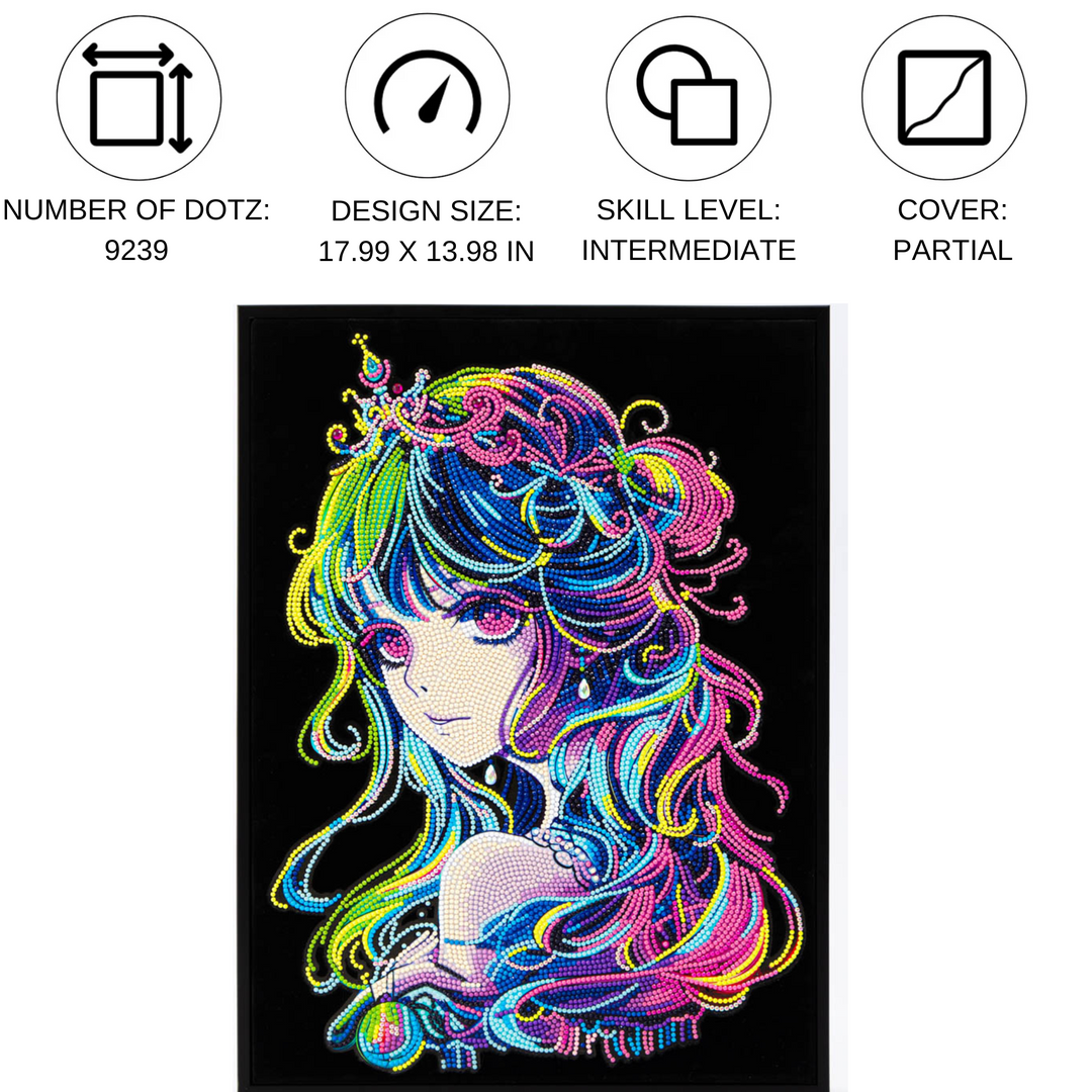 Neon Anime Princess 14 x 18 in