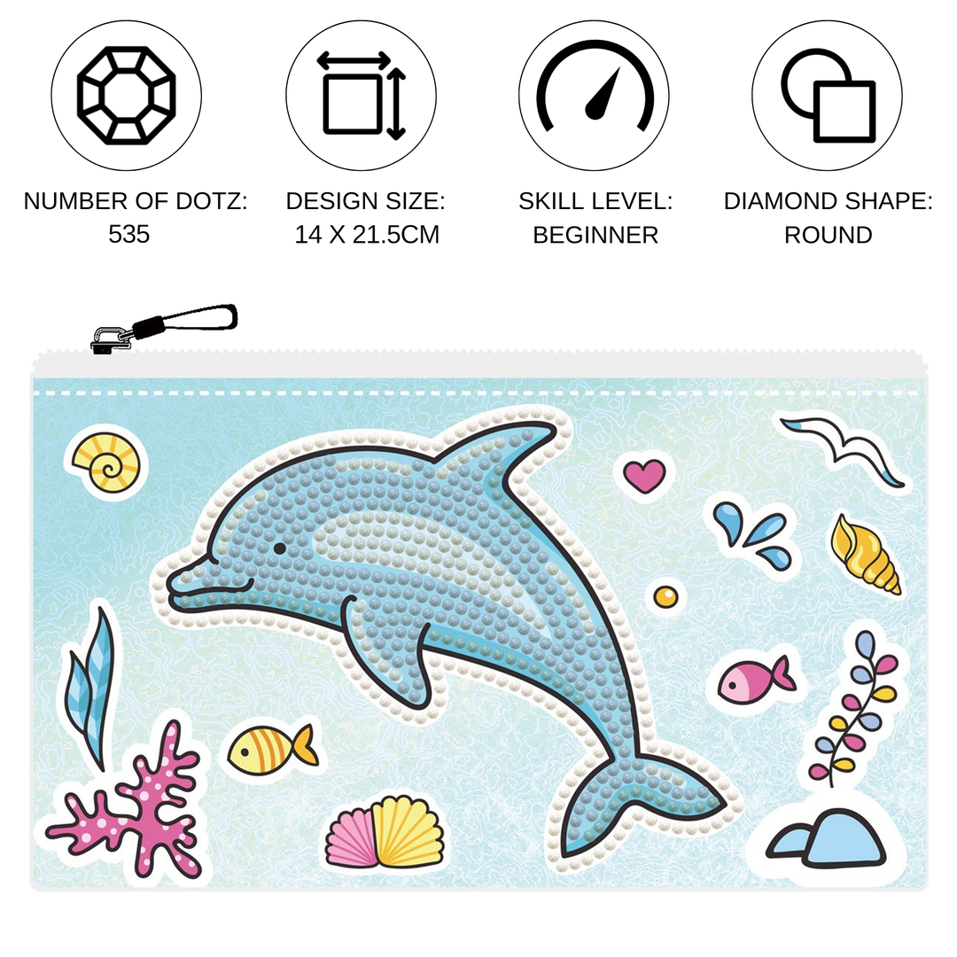 Diamond Dotz Dolphin Party Zipper Pouch - 5.51 x 8.46 in