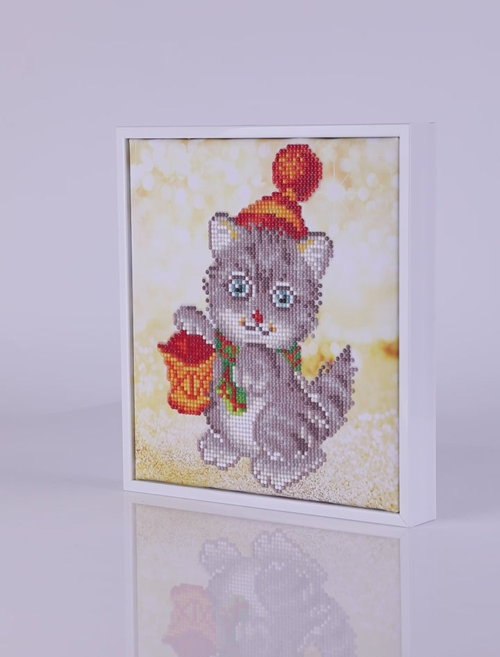 Diamond Dotz Christmas Kitten Glow - 9.8 x 9 in