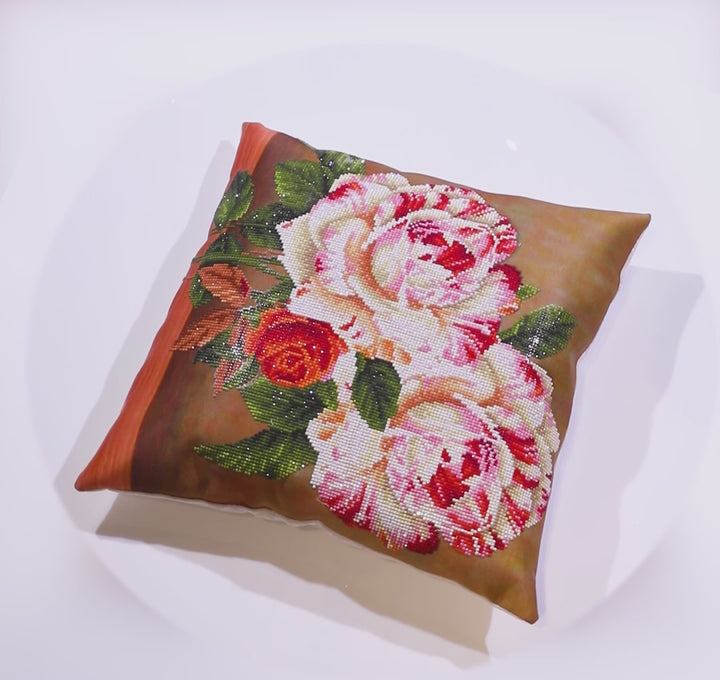 Diamond Dotz Camellia & Rose Bouquet - 17 x 17 in